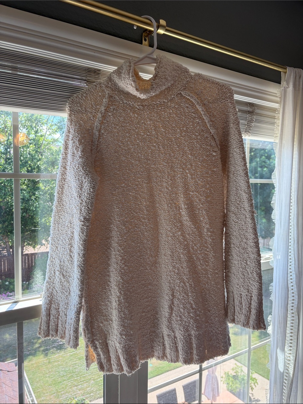 Month sweater by Anthropology. Cozy Cream Bouclé Turtleneck Sweater for Women